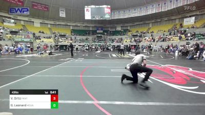 43 lbs Quarterfinal - Vincent Ortiz, Panther Youth Wrestling-CPR vs Gatlin Leonard, Mountain View Stingers Wrestling