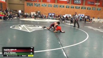 133 lbs Cons. Round 3 - Dustin Merlos, Lassen College vs Emilio Medina, Mt. San Antonio College