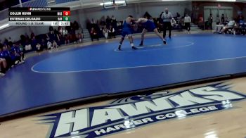 133 lbs Round 1 (8 Team) - Collin Kuhn, Muskegon Community College vs Esteban Delgado, Harper College