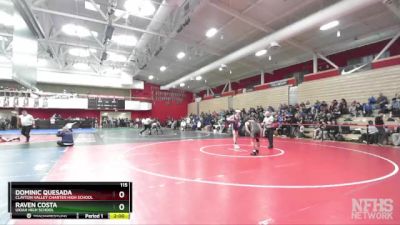 115 lbs Champ. Round 2 - Dominic Quesada, Clayton Valley Charter High School vs Raven Costa, Ukiah High School