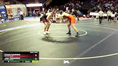 215 Class 3 lbs Champ. Round 1 - Jake Fernandez, Platte County vs Ethan Flemming, De Smet Jesuit