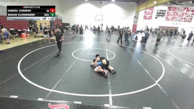150 lbs Cons. Semi - Mason Clowminzer, San Marcos High School vs Samuel Cordero, El Modena