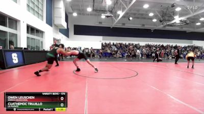 175 lbs Champ. Round 1 - Owen Leuschen, Norco Highschool vs Cuathemoc Trujillo, La Puente