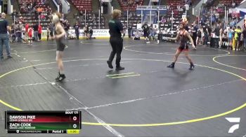 75 lbs Cons. Round 4 - Zach Cook, Grass Lake Warrior vs Dawson Pike, Cedar Springs WC