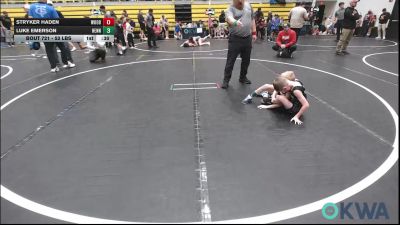 52 lbs Quarterfinal - Stryker Haden, Woodward Youth Wrestling vs Luke Emerson, Hennessey Takedown Club