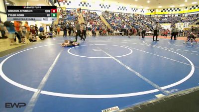 43 lbs Quarterfinal - Weston Atkinson, Ponca City Wildcat Wrestling vs Tyler Korb, Vinita Kids Wrestling