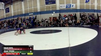 90 lbs Round 3 (4 Team) - Miles Mays, Brownsburg Wrestling Club vs Isaac Young, Noblesville Wrestling Club