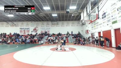 100 lbs Cons. Round 5 - Mylee McCoy, Meridian vs Allyson Taylor, Columbia