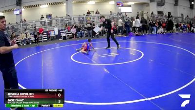 46 lbs Cons. Semi - Jase Isaac, Brazos Valley Wrestling Club vs Joshua Hipolito, Texas Wrestling Academy