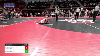 64 lbs Consi Of 4 - Kael Camper, Caney Valley Wrestling vs Aubrey Snyder, Team Tulsa Wrestling Club