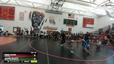 67 lbs Quarterfinal - Trigg Olson, Sheridan vs Jayden Gillett, Powell Wrestling Club