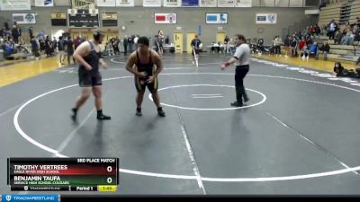 285 lbs 3rd Place Match - Timothy Vertrees, Eagle River High School vs Benjamin Taufa, Service High School Cougars