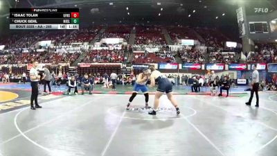 AA - 285 lbs Semifinal - Chuck Gehl, Missoula Big Sky / Loyola Sacred Heart vs Isaac Tolan, Great Falls / MSDB