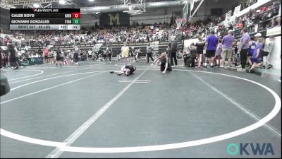 55 lbs 3rd Place - Caleb Boyd, Harrah Little League Wrestling vs Giovanni Gonzales, Standfast