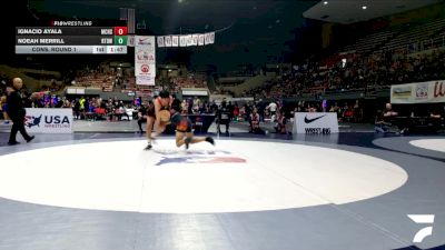All Cadet Boys Freestyle Upper - 157 lbs Cons. Round 1 - Ignacio Ayala, Maria Carrillo High School Wrestling vs Noeah Merrill, Run To Danger Wrestling