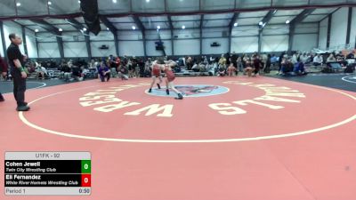 92 lbs Cons. Sub-quarters - Cohen Jewell, Twin City Wrestling Club vs Eli Fernandez, White River Hornets Wrestling Club