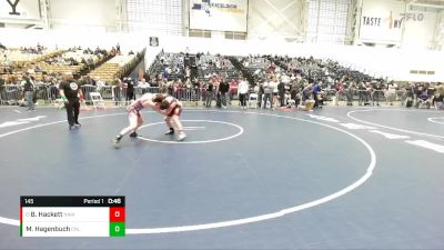 145 lbs Cons. Round 5 - Bostyn Hackett, NWAA vs Malakai Hagenbuch, Club Not Listed