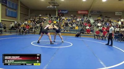 285 lbs Semifinal - Jacob Vincent, Simpson University (Calif.) vs Kc Buday, University Of Providence (Mont.)