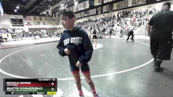 82 lbs Quarterfinal - Braxton Schwarzenbach, Temecula Valley Wrestling Club vs Nicholai Hayman, Unattached