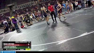 136 lbs Quarterfinal - Landon Daniels, Canon City Wrestling Club vs Noah Weyers, San Luis Valley Wrestling Club