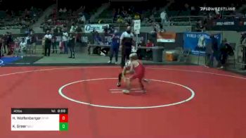 40 lbs 5th Place - Hagan Wolfenberger, Berryhill Little Chiefs vs Knox Greer, Salina WC