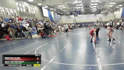 92 lbs Quarterfinal - Braylon Pritchett, Jordan Junior Wrestling vs Preston Olsen, Uintah Jr High Wrestling