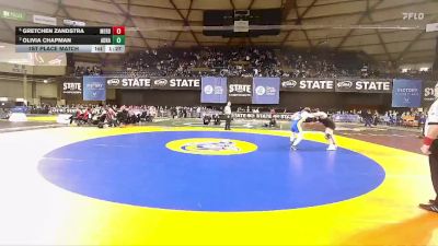 Girls 1B/2B/1A 190 1st Place Match - Gretchen Zandstra, Meridian (Girls) vs Olivia Chapman, Adna (Girls)