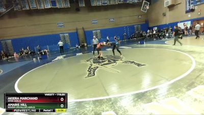 170lbs Cons. Round 3 - Amaris Hill, Rogers (Puyallup) (Girls) vs Akiera Marchand, Omak (Girls)