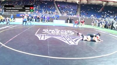 Girls-105 lbs Cons. Round 2 - Lillian Teachworth, Portland (Girls) vs Allie Matheney, Madison Heights Lamphere (Girls)