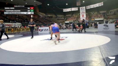 Schoolgirls - 125 lbs 1st Place Match - Zeeba Jeddi, Tracy Wrestling Club vs Sapphire Shafer, Ayala Smash Wrestling