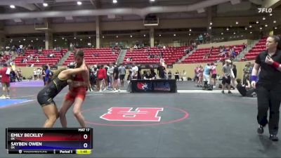 130 lbs 3rd Place Match - Emily Beckley, OK vs Sayben Owen, OK