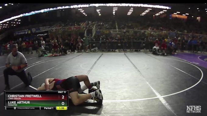 Luke Arthur 2A 120 lbs Champ. Round 1 - LUKE ARTHUR, Manatee vs Christian Fretwell ...