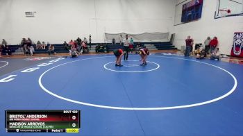 119-127 lbs Cons. Semi - Bristol` Anderson, Big Horn Middle School vs Madison Arroyos, Newcastle Middle School (Calves)
