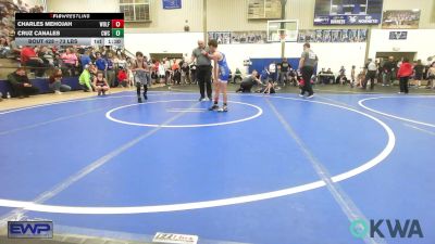 73 lbs Quarterfinal - Charles Mehojah, Wolfpak Wrestling vs Cruz Canales, Claremore Wrestling Club