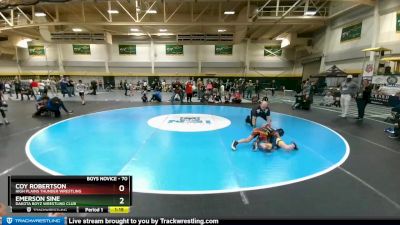 70 lbs Semifinal - Emerson Sine, Dakota Boyz Wrestling Club vs Coy Robertson, High Plains Thunder Wrestling