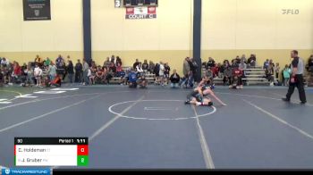 90 lbs Cons. Round 3 - Jayce Gruber, Pursuit Wrestling vs Corbyn Holdeman, Crass Trained