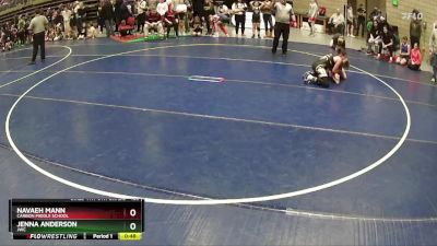 125 lbs Quarterfinal - Jenna Anderson, JWC vs Navaeh Mann, Carbon Middle School