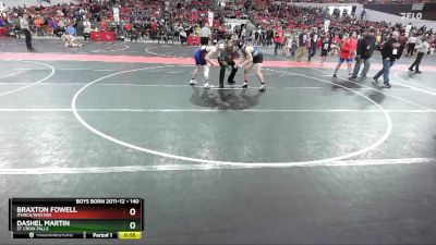 140 lbs Quarterfinal - Braxton Fowell, Ithaca/Weston vs Dashel Martin, St Croix Falls
