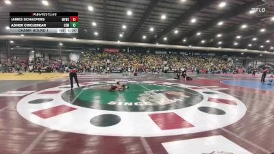 65 lbs Champ. Round 1 - James Schaefers, Madison Youth Wrestling Club vs Asher Circlebear, Camel Kids Wrestling