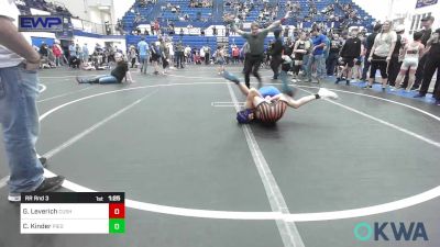 84 lbs Rr Rnd 3 - Gunner Leverich, Cushing Tigers vs Calin Kinder, Piedmont