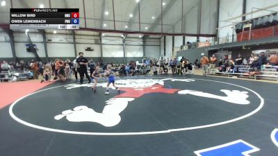 U6 FK - 50.4-54.6 Champ. Round 1 - Owen Leinenbach, Peninsula Wrestling Club vs Willow Bird, Hillsboro Mat Club