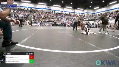 49 lbs Semifinal - Hunter Larsen, Blue Devil Wrestling vs Addilynn Quintero, Harrah Little League Wrestling