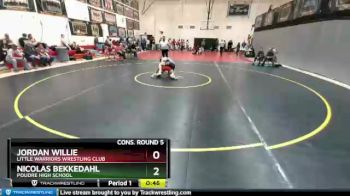 138 Boys Cons. Round 5 - Jordan Willie, Little Warriors Wrestling Club vs Nicolas Bekkedahl, Poudre High School