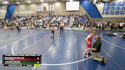 100 lbs Quarterfinal - Brayden McMillan, Team Prestige vs Cooper Miller, Cougars Wrestling Club