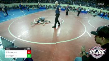 75 lbs Quarterfinal - Knox Selman, Weatherford Youth Wrestling vs Brendan Sampley, F-5 Grappling