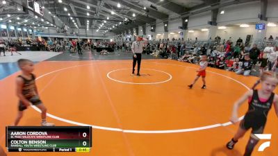 80 lbs Cons. Round 1 - Colton Benson, Randall Youth Wrestling Club vs Aaron Cordova, El Paso Wildcats Wrestling Club