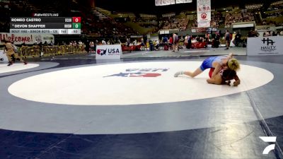 Junior Boys - 120 lbs Cons. Round 2 - Romeo Castro, El Camino SSF High School Wrestling vs Devon Shaffer, Royal High School Wrestling