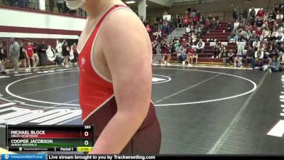 285 lbs Quarterfinal - Michael Block, Sibley-Ocheyedan vs Cooper Jacobson, Akron-Westfield