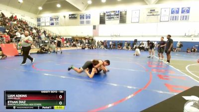 150 lbs Cons. Round 2 - Ethan Diaz, Rancho Cucamonga High School vs Liam Adkins, Capo Valley