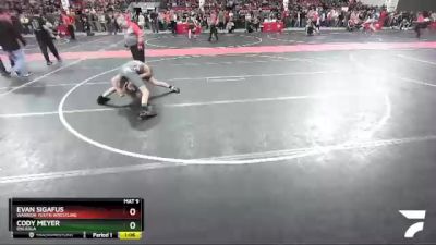 110 lbs Cons. Round 3 - Evan Sigafus, Warrior Youth Wrestling vs Cody Meyer, Osceola